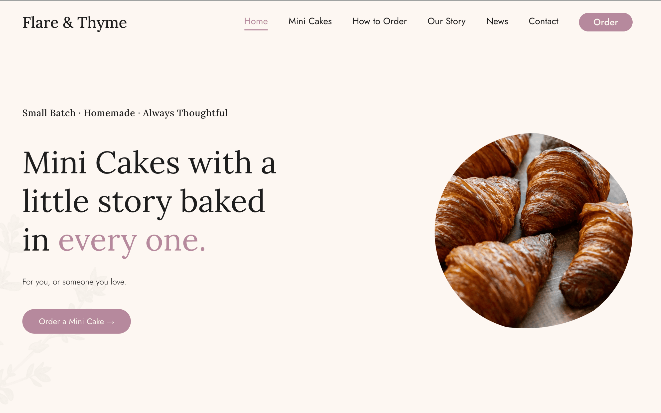 Flare & Thyme homepage